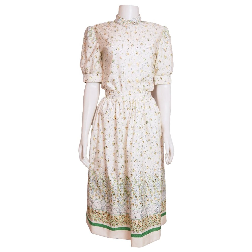 Vintage 1970s Lanvin Blouse and Skirt Set, size XS